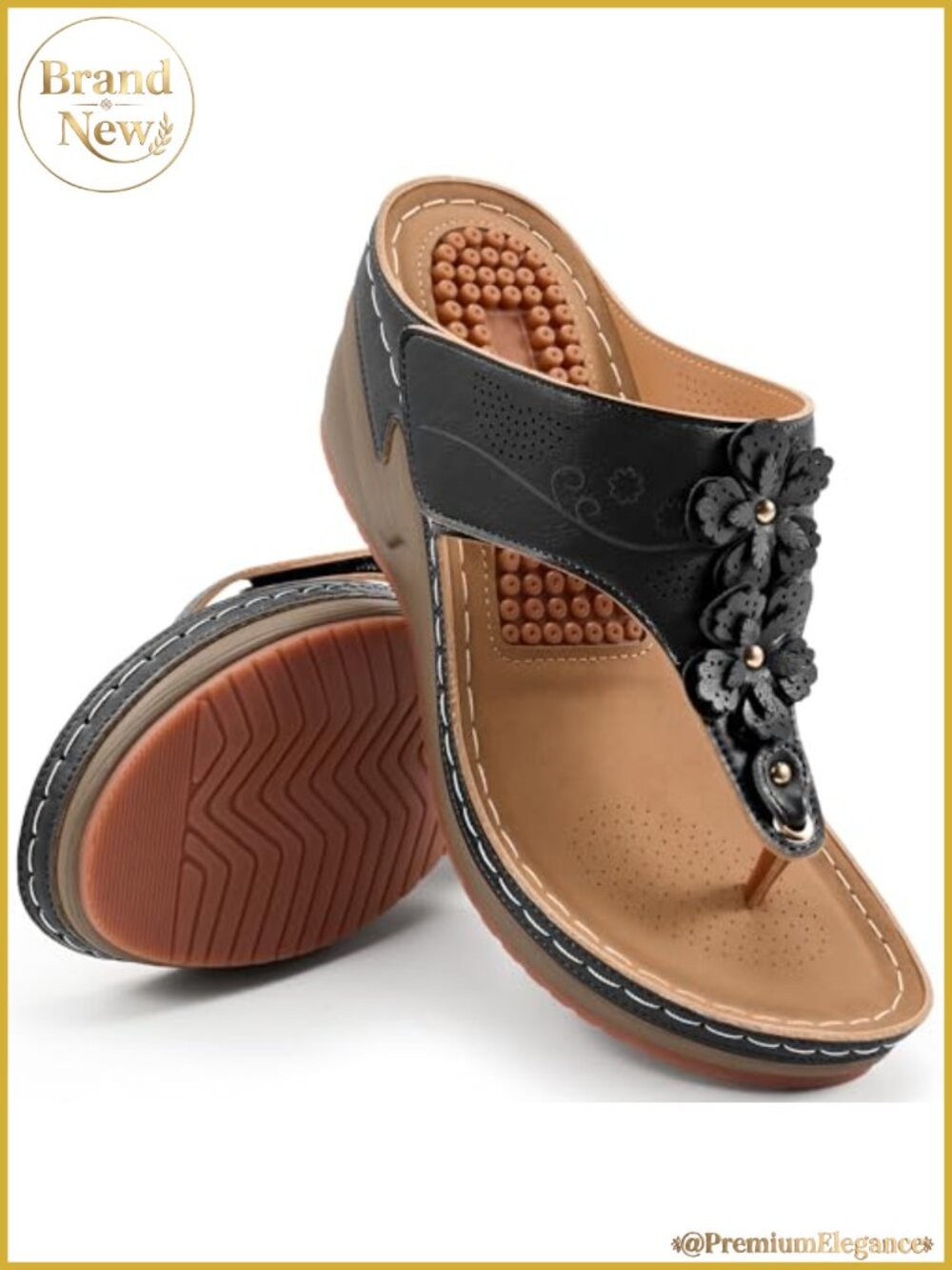 Women's Floral Wedge Sandals Platform Cushioned Slip-On Summer